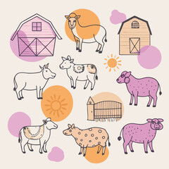 farm animals and barns seamless patternAdobe Illustrator Artwork