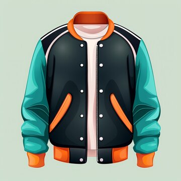 teal black orange varsity jacket clip art preview