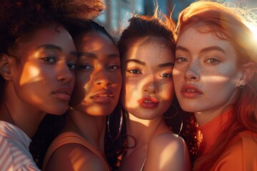Powerful Group Portrait of Diverse Women in Sunlight