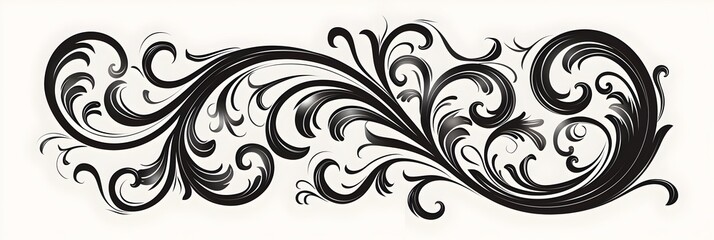 Whimsical Black Doodle of Cursive Letter with Swirls on White Background