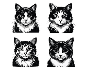 cat black and white isolated ai generated
