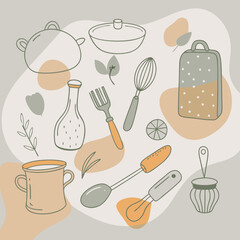 food and kitchen utensils seamless pattern Adobe Illustrator Artwork