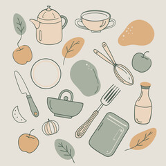food and kitchen utensils seamless pattern Adobe Illustrator Artwork