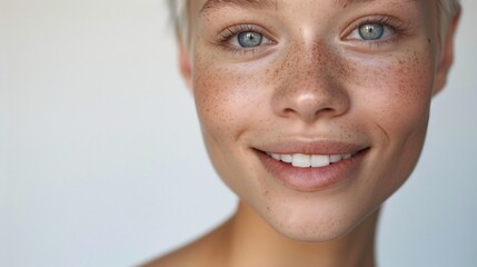 Fototapeta premium Radiant Close-up of Beautiful Albino Woman Smiling