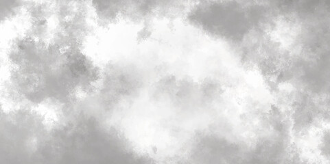 Abstract white and gray isolated cloud cumulus clouds. Gray aquarelle painted realistic fog or mist smoky textured canvas design. White and ash messy wall stucco texture background.