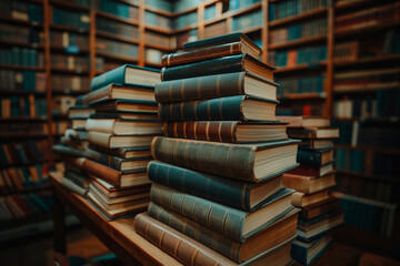 Book stack in library