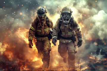 Fototapeta premium Firefighters fighting a forest fire