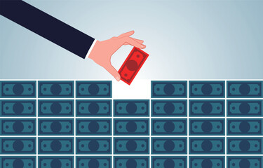 Business Financial Solutions, Solving Economic Problems, Help Complete the Wall of Money Puzzle with Money in Hand