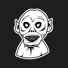 Nosferatu's Ghastly Grin: A chilling illustration of a classic vampire, rendered in stark black and white, perfect for Halloween designs and gothic aesthetics. 