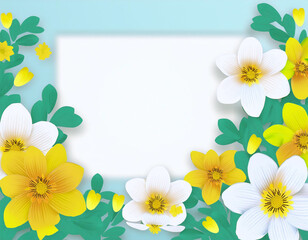 Blooming Spring Flowers with White Copyspace Perfect Background for Inspirational Quotes and Messages