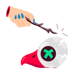 A flat style sticker of crow skull 

