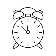 Alarm clock doodle icon. Line art education or school symbol.