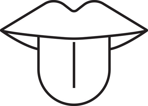 recommend clip art: Tongue out vector. Open mouth, licking, tongue sticking out conversation. Taste scheme concept. Tongue with lips. Mouth tasty sense symbol. Line art icon for app and website on transparent background.