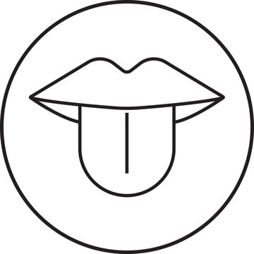 recommend clip art: Tongue out vector. Open mouth, licking, tongue sticking out conversation. Taste scheme concept. Tongue with lips. Mouth tasty sense symbol. Line art icon for app and website on transparent background.