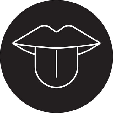 recommend clip art: Tongue out vector. Open mouth, licking, tongue sticking out conversation. Taste scheme concept. Tongue with lips. Mouth tasty sense symbol. Line art icon for app and website on transparent background.