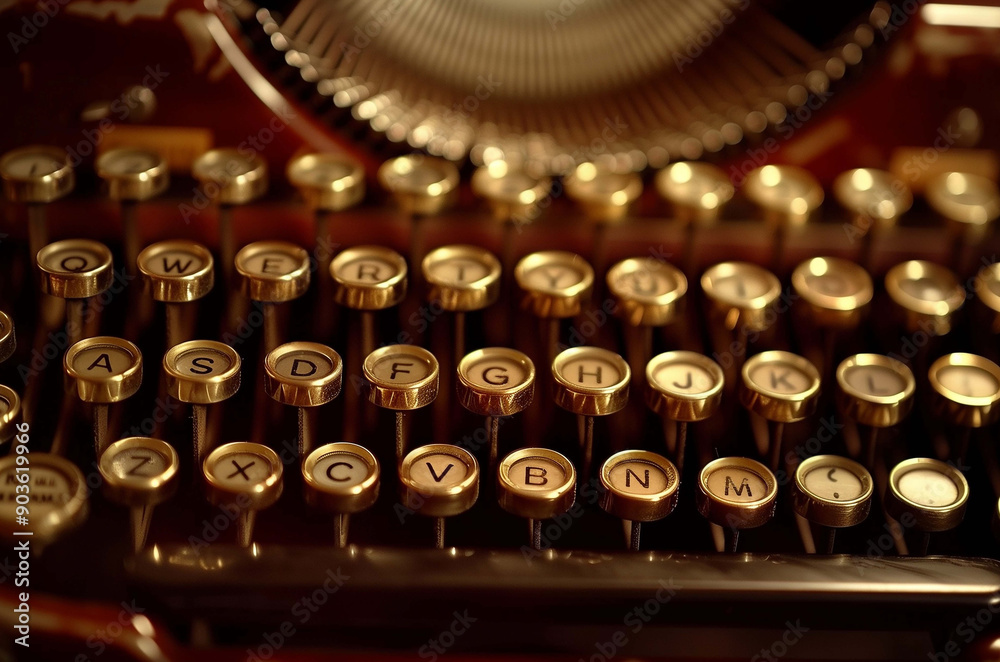 Fototapete vintage typewriter in isolated style showcasing classic design