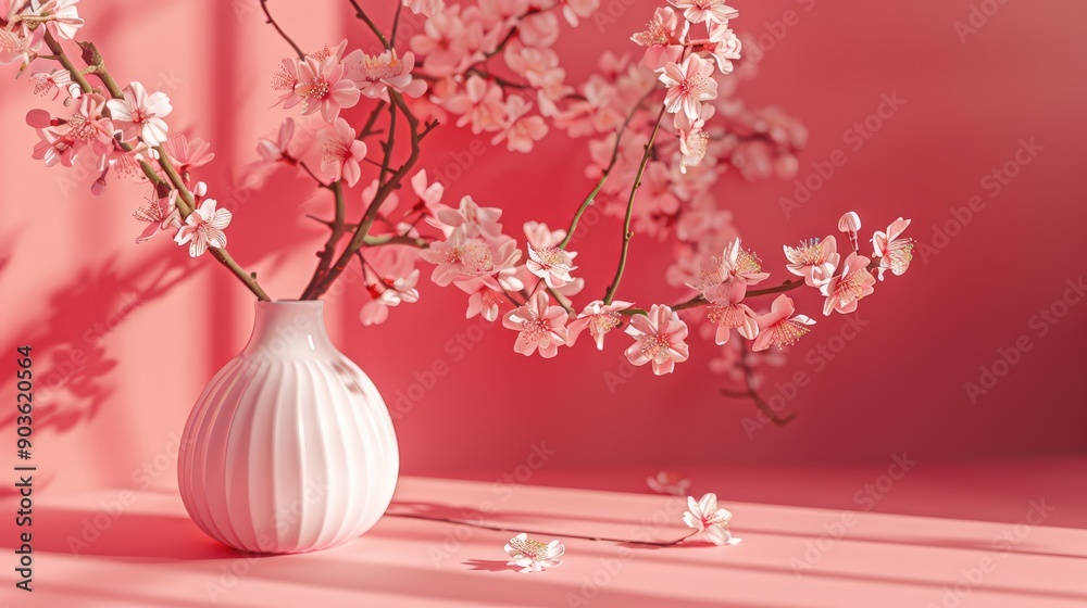 Wall mural pink cherry blossom