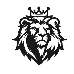 lion head logo silhouette on white background