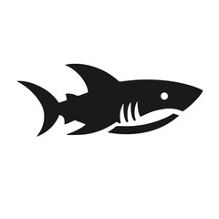 Shark logo silhouette on white background