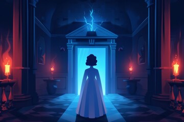 an elegant dress-up event at an unsettling gala, characterized by eerie charm and a haunting evening atmosphere.
