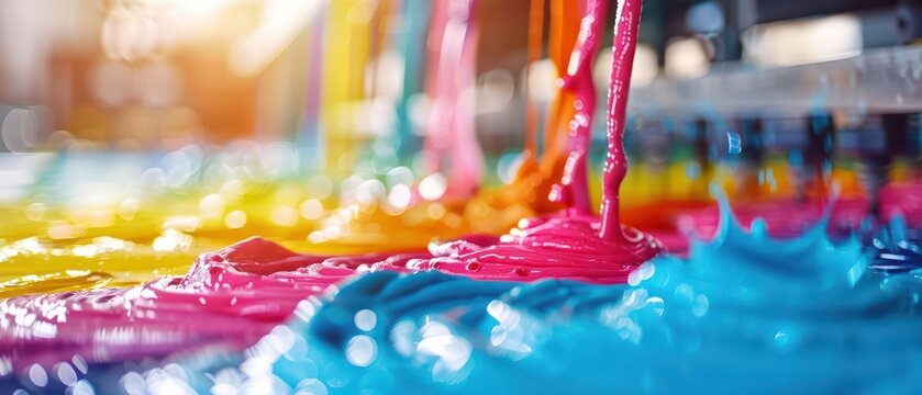 Explosion of color in a textile dyeing factory style color processing concept