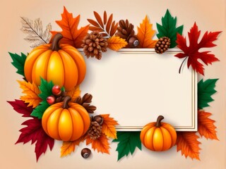 Autumn background, card, flyer, template, with colorful autumn leaves and free space for text, vector illustration.