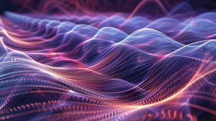 Fototapeta premium Abstract Wavy Pattern with Glowing Lines and Dots