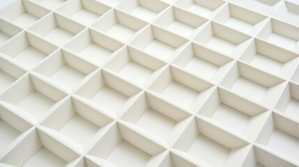 Fototapeta premium A white, three-dimensional grid-like structure composed of square tiles. These tiles are evenly spaced and vary in size, creating an intricate pattern.