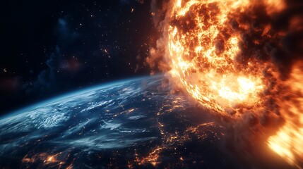 Obraz premium Earth's fiery demise