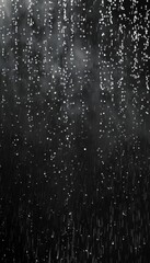 Rain on black isolated background, Texture of falling rain, Abstract drops concept overlay