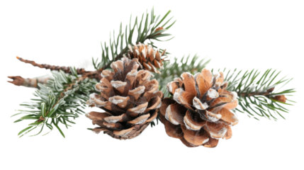 Christmas tree branches border garland on transparent background