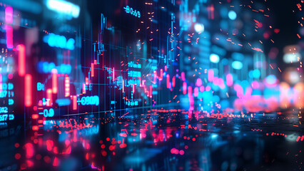 Obraz premium Holographic Business Impact Amid Price Plunge