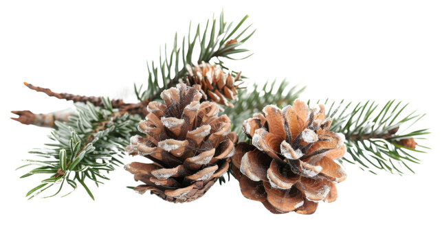 Christmas tree branches border garland on transparent background