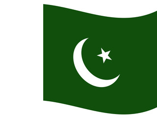 Waving Pakistani flag sticker on transparent background, PNG Vector illustration.