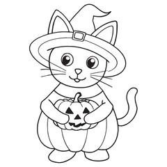 Halloween Coloring Page, Halloween Vector, Halloween Black and white,