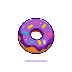 Fototapeta premium Donut Cartoon Icon Illustration.Flat Cartoon Style and Sweet Food Icon Concept Isolated