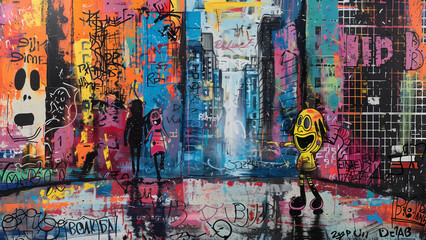Obraz premium A New Age Depiction of Happy City Life