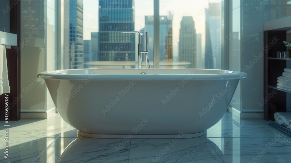 Wall mural White Bathtub Bathroom Window