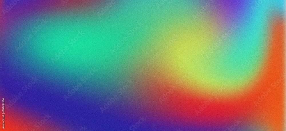 Wall mural abstract background blending green, blue, red, yellow, and purple with a grainy texture