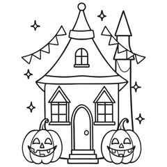 Halloween Coloring Page, Halloween Vector, Halloween Black and white,