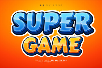 Super Game 3D Cartoon Editable Text Effect Style