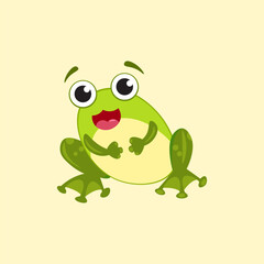 cute green frog character with a big smile