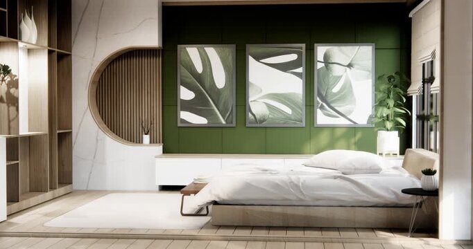 modern room with white wall with wood wall design. 3d rendering