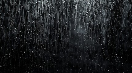 Rain on black isolated background, Texture of falling rain, Abstract drops concept overlay