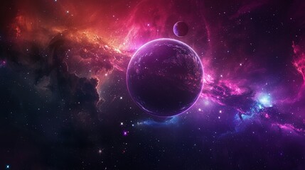 Obraz premium Majestic Planetscape - Stunning Outer Space Background with Cosmic Beauty and Celestial Wonders