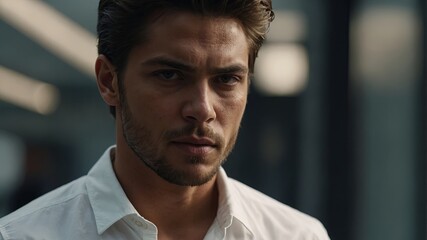 Obraz premium Close-up shot of a person wearing a white shirt, ideal for use in editorial or commercial contexts.
