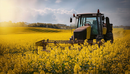 Fototapeta premium canola oil and its cultivation,harvest period and yellow fields