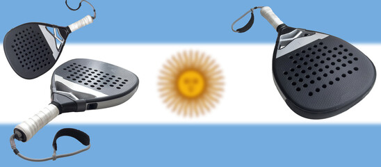 Paddle rackets with flags of countries