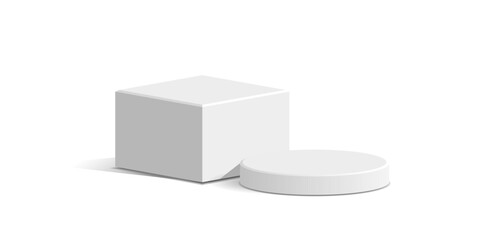 block and cylinder podium tube circle podium stage 3d Abstract minimal scene mockup products display, Stage showcase. Vector geometric forms