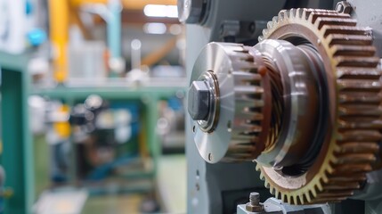 Fototapeta premium High-Efficiency Worm Gear Motor with Detailed Background: Industrial Application Focus